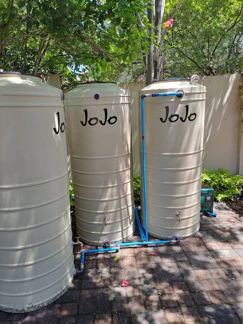 Three JoJo water tanks installed together for increased storage capacity
