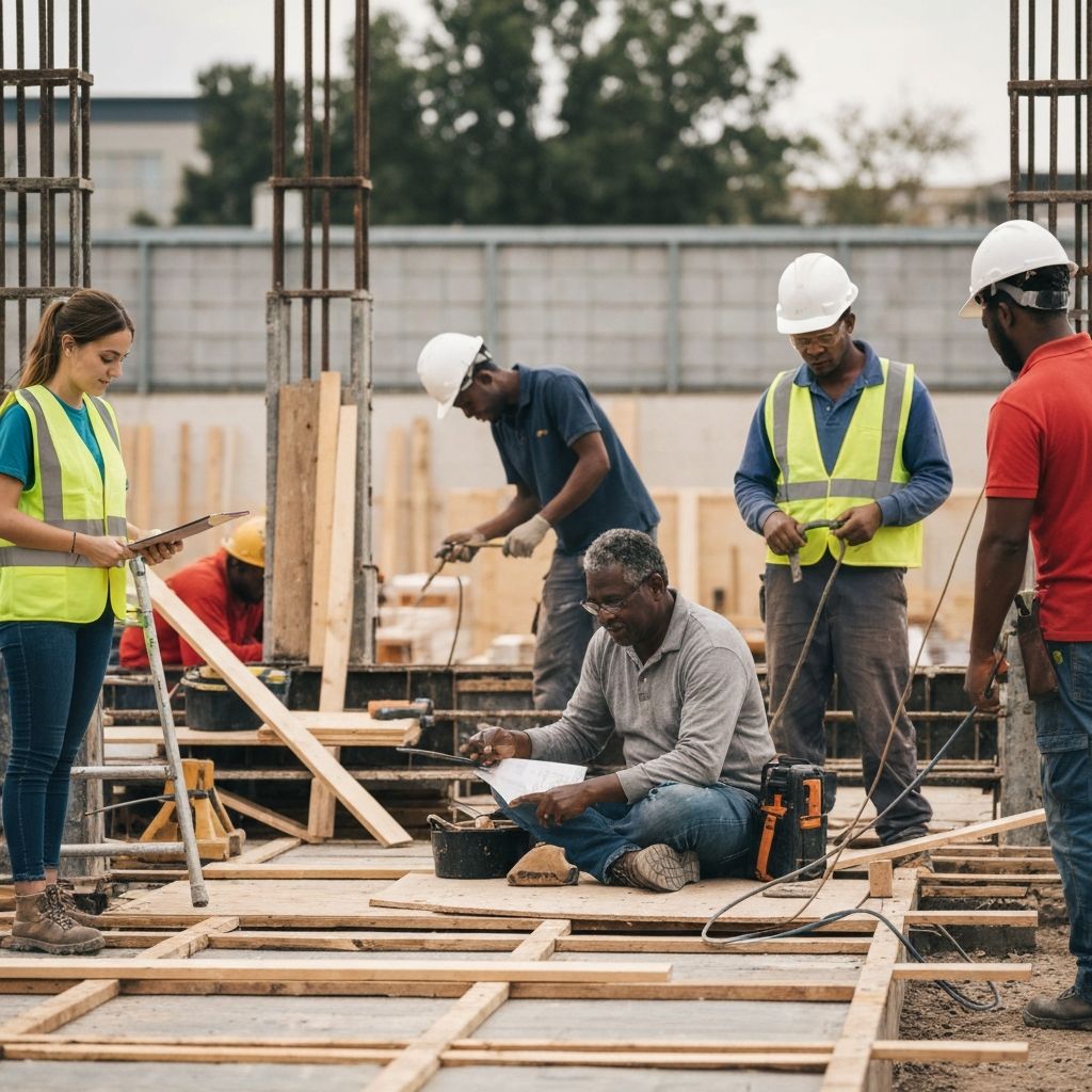 Diverse ZECO Construction team collaborating on building project in Gauteng